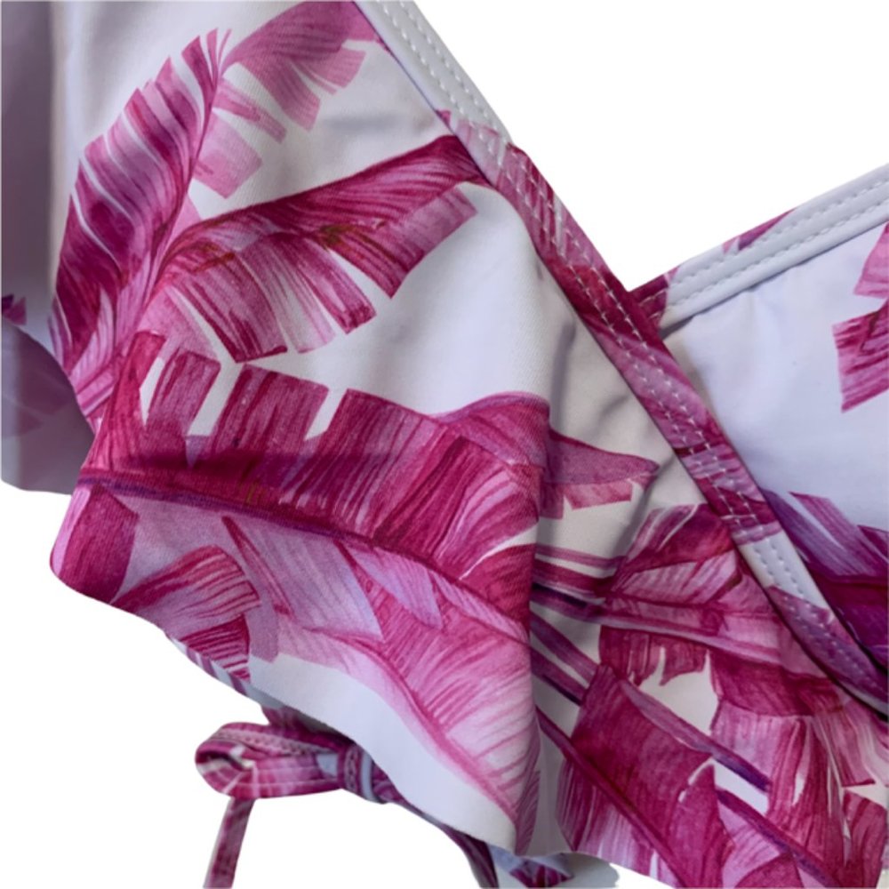 Pink and White Leaf Bikini 4XL - Picture 3 of 7